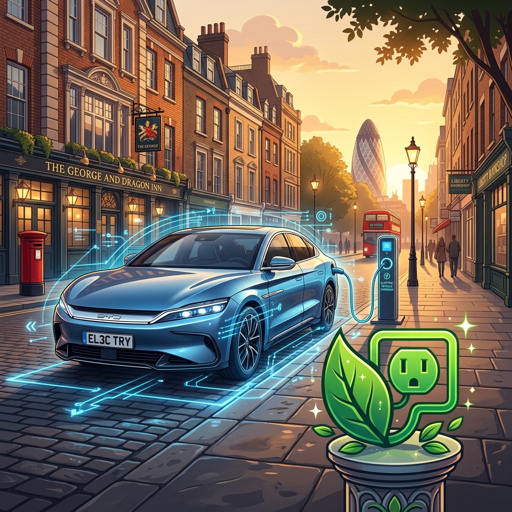 行驶在伦敦街头的中国新能源比亚迪电车