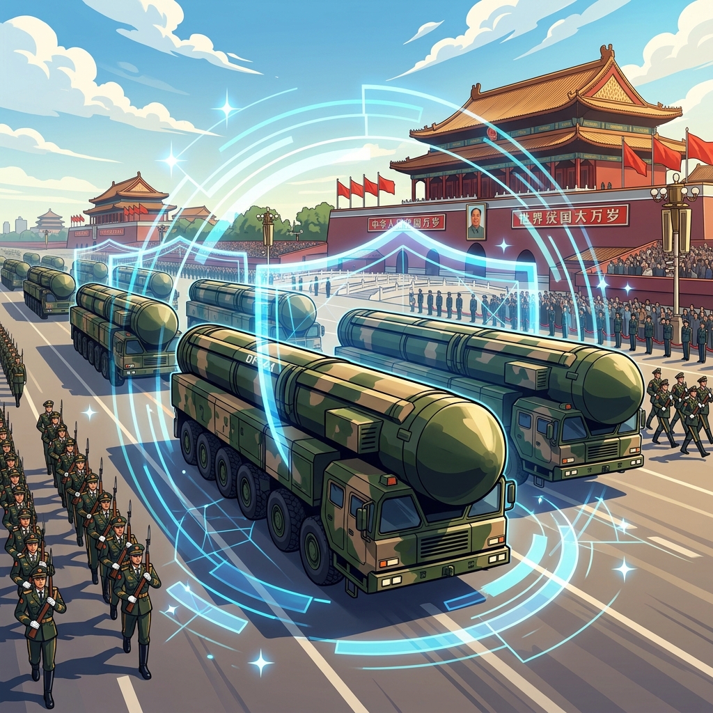 东风系列导弹方队整齐驶过长安街展现中国战略力量与大国底气 东风系列导弹方队整齐驶过长安街展现中国战略力量与大国底气